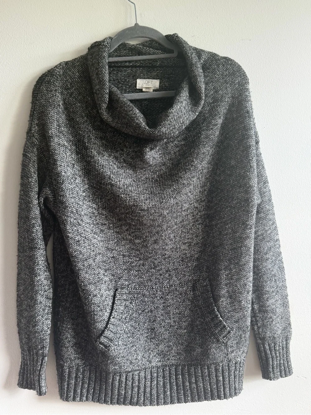 LOFT Dark Charcoal Cowl Neck Sweater